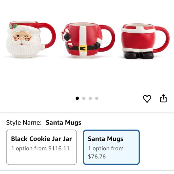 Mr Christmas Santa Claus Holiday Stacking Mugs- Red and White - Picture 2 of 2